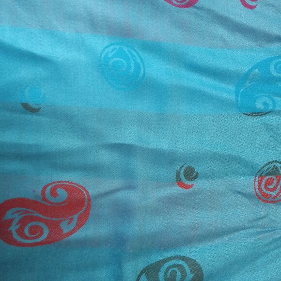 100% Pashmina Women Scarf Wrap Blue Pink Purple 70" x 27" Paisley - Picture 12 of 16